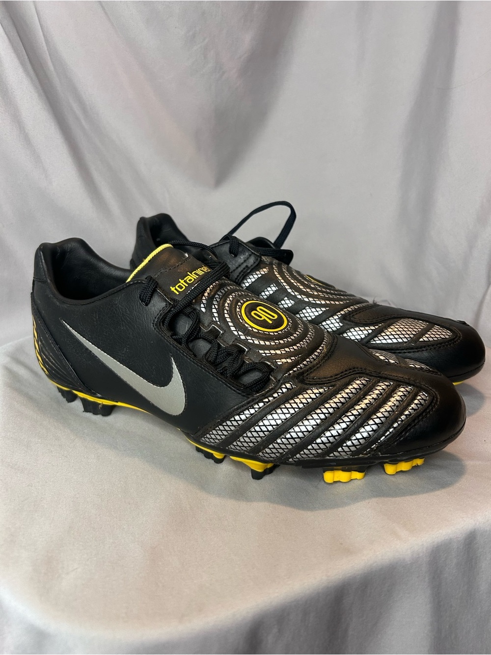 Nike Black Silver & Yellow Men's Soccer Cleats - Total 90 Style